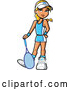 Vector of Blond White Girl Posing with a Tennis Racket by Clip Art Mascots