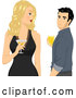 Vector of Blond White Lady Holding a Cocktail and Looking Back at a Handsome Guy by BNP Design Studio