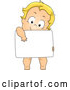 Vector of Blond White Toddler Boy Holding a Blank Sign by BNP Design Studio