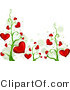 Vector of Blooming Red Love Heart Vines Background Border Design by BNP Design Studio