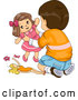 Vector of Brunette White Boy Playing with Toy Dolls by BNP Design Studio