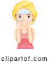 Vector of Brunette White Lady Washing Her Face by Graphics RF