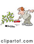 Vector of Cartoon Angry Brunette White Guy Laying a Stick of Dynamite by a Weed by Johnny Sajem