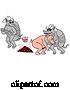 Vector of Cartoon Armadillo Cowboys Branding a Pig with I Love Bbq by LaffToon