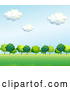Vector of Cartoon Background of Lush Green Trees and a Field 2 by