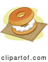 Vector of Cartoon Bagel and Cream Cheese on a Napkin by BNP Design Studio