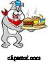 Vector of Cartoon Bbq Bulldog Mascot Drooling over a Tray with a Hot Dog Burger Fries and Soda by LaffToon