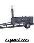 Vector of Cartoon Bbq Cooker on a Trailer by LaffToon