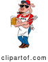 Vector of Cartoon Bbq Pig Chef Holding Tongs, Wearing Sunglasses, Smoking a Cigar and Holding a Beer by LaffToon