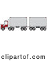 Vector of Cartoon Big Rig Truck with a Double Trailer by Djart