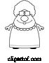 Vector of Cartoon Black and White Chubby Granny in a Pink Dress by Cory Thoman