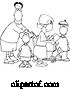 Vector of Cartoon Black and White Family Wearing Masks and Shopping During the Covid19 Pandemic by Djart