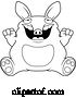 Vector of Cartoon Black and White Fat Aardvark Sitting and Cheering by Cory Thoman