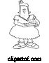 Vector of Cartoon Black and White Fat Girl Holding a Slice of Birthday Cake by Djart