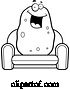 Vector of Cartoon Black and White Happy Potato Sitting on a Couch by Cory Thoman