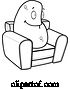 Vector of Cartoon Black and White Lazy Couch Potato on a Chair by Cory Thoman