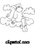 Vector of Cartoon Black and White Male Angel Sitting on a Cloud and Wearing a Protective Medical Mask by Djart
