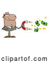 Vector of Cartoon Black Business Man Collecting Cash with a Money Magnet by Hit Toon