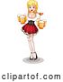 Vector of Cartoon Blond German Oktoberfest Lady with Beer by