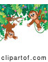 Vector of Cartoon Border of Jungle Foliage with Playful Monkeys by Visekart