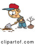 Vector of Cartoon Boy Digging a Hole to Plant a Tree on Arbor Day by Toonaday