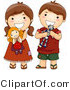 Vector of Cartoon Brother and Sister with Toys by BNP Design Studio