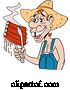 Vector of Cartoon Buch Toothed Male Hillbilly Holding Juicy Bbq Ribs with Tongs by LaffToon