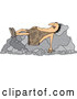 Vector of Cartoon Chubby Caveman Sleeping on Boulders by Djart