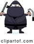 Vector of Cartoon Chubby Ninja Guy with Weapons by Cory Thoman