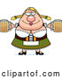 Vector of Cartoon Chubby Oktoberfest German Lady Holding Two Beers by Cory Thoman