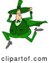 Vector of Cartoon Chubby St Patricks Day Leprechaun Holding His Hat and Running by Djart