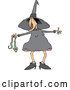 Vector of Cartoon Chubby Warty Halloween Witch Holding a Snake by Djart