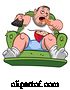 Vector of Cartoon Chubby White Guy, Couch Potato, Watching Tv and Eating by Yayayoyo
