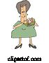 Vector of Cartoon Chubby White Lady Eating a Bologna Sandwich by Djart