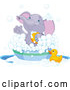 Vector of Cartoon Cute Purple Elephant Bathing in a Tub by Pushkin