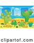 Vector of Cartoon Desert Landscape with Cacuts and Aloe Plants by Visekart