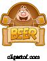 Vector of Cartoon Drunk Monk Holding Beer Mugs over a Text Banner by Cory Thoman