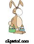 Vector of Cartoon Easter Bunny Wearing a Covid-19 N95 Mask by Djart