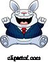 Vector of Cartoon Fat Blue Business Rabbit Sitting and Cheering by Cory Thoman