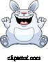 Vector of Cartoon Fat Blue Rabbit Sitting and Cheering by Cory Thoman
