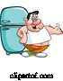 Vector of Cartoon Fat White Guy Presenting and Leaning Against a Refrigerator by Yayayoyo