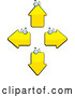 Vector of Cartoon Four Yellow Arrow Heads Facing Different Directions by Cory Thoman