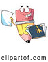 Vector of Cartoon Friendly Pencil Holding a Blank Piece of Paper and a Notebook by Hit Toon