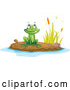 Vector of Cartoon Frog on a Pond Island 1 by