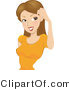 Vector of Cartoon Girl Brushing Her Hair Away from Her Eyes by BNP Design Studio