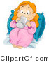 Vector of Cartoon Girl Sipping Beverage in Bed by BNP Design Studio