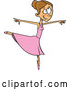 Vector of Cartoon Graceful Brunette White Ballerina Dancer in Action by Toonaday