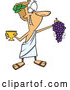 Vector of Cartoon Greek God, Dionysus, Holding a Bunch of Grapes and a Goblet by Toonaday