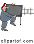 Vector of Cartoon Guy Installing a Flat Screen Tv on a Wall Mount by Djart