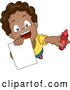 Vector of Cartoon Happy Black Boy Asking for Help Coloring by BNP Design Studio